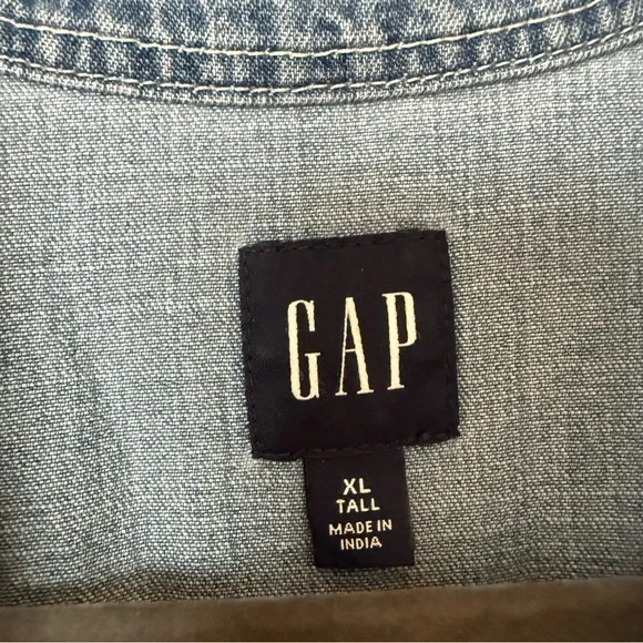 Gap Fit and Flare Midi Shirt Dress Pleat Waist Denim Roll Cuff Medium Wash XLT - Picture 4 of 12